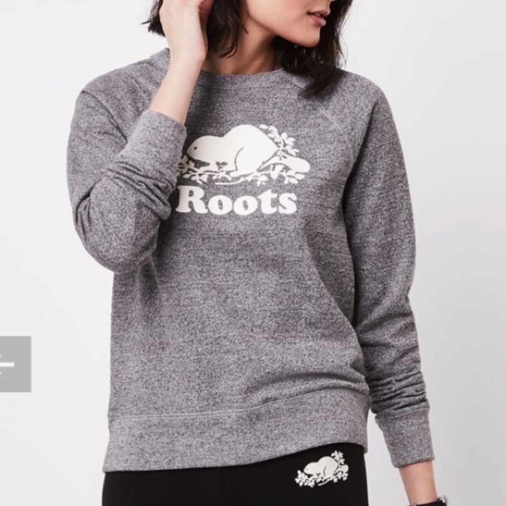 ROOTS Womens Salt & Pepper Crewneck Sweatshirt Size XXS